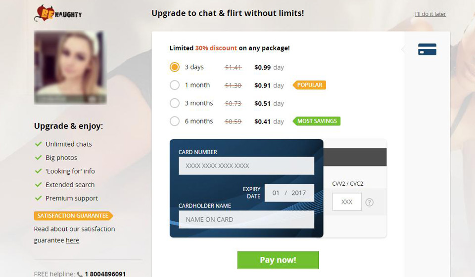 BeNaughty Pricing